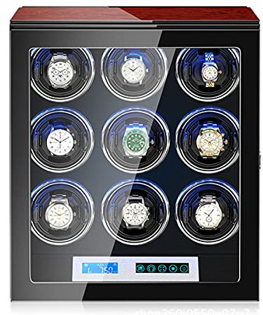 CWZZWS Uhrenboxen, verstellbar, verbesserte Uhrenauflagen, 2 Aufziehplätze, automatische Uhrenrolle, integrierte Beleuchtung