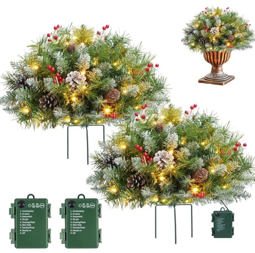 Christmas Pot Fillers,Holiday Planter Decorations Outdoor,Easy Christmas Planters Decorations Xmas Pot Fillers,Christmas Holiday Planters With Lights,Christmas Planter Filler Outdoor (BB)