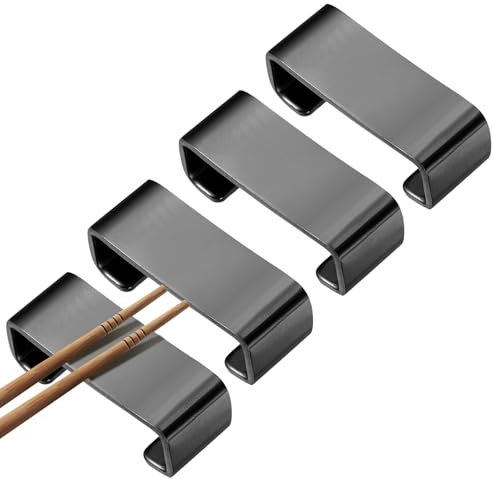 sourcing map 4pcs 304 Stainless Steel Chopstick Rest, Flat Chopstick Stand Holder Knife Rest for Countertop Holding Chopstick Spoon Forks Knife Tabletop Decoration, Black