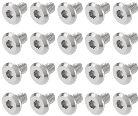 Smgda Lot de 20 vis à tête plate hexagonale M6 x 10 mm, boulons de connecteur de meubles en acier inoxydable 304, entraînement hexagonal, finition brillante, filetage métrique entièrement mécanique
