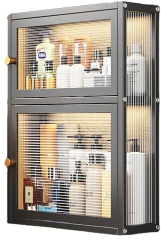Wandschrank aus schwarzem Metall mit Glastür, Hängeschrank für Büro, Esszimmer, Wohnzimmer, Küche, moderne Aufbewahrungslösung für kleine Räume