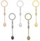 KAEGOUSY 5 Pcs Mini Crown Spoon Keychain Teaspoon Pendant Necklace Key Ring Micro Scoops Tableware Charms Pendant Loop for Spices