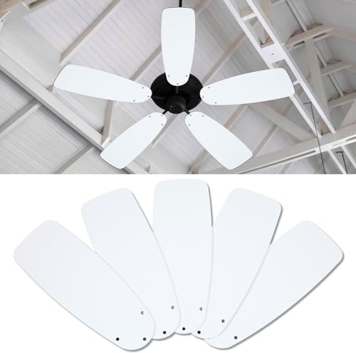 Kittmip 5 Pack Ceiling Fan Blades, 42 Waterproof, White | Universal Ceiling Fans, Waterproof Material Ideal Indoor Summer Use, Easy Install Replacement Broken Damaged Blade