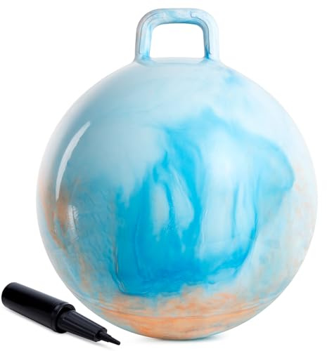 U&C Planet 50 cm Pelota Saltarina para Niños 6-9 con Bomba | Carga Máx.: 100 kg, Hinchable y Base Antideslizante, Interior y Exterior, Regalo para Niños y Niñas, Azul Nube