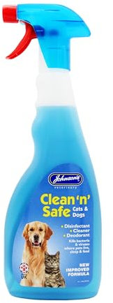 Johnsons Clean and Safe Disinfectant Spray 500ml, Dog and Cat Odour Remover, Kills Bacteria and Viruses, Formula