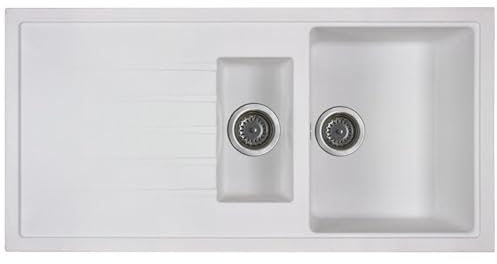 Astini Gianni 1.5 Bowl Granite White Kitchen Sink & Waste