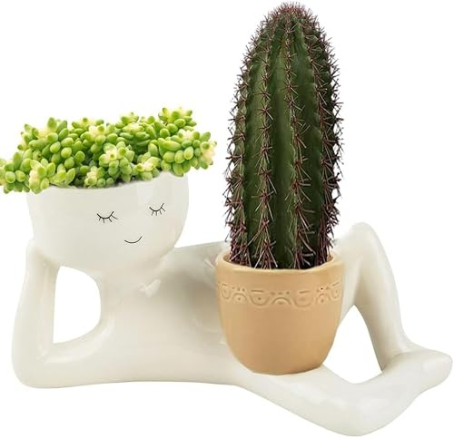 Pot de fleurs amusant en résine avec motif visage souriant, pour plantes grasses, cactus, décoration d'intérieur et de jardin (jaune)
