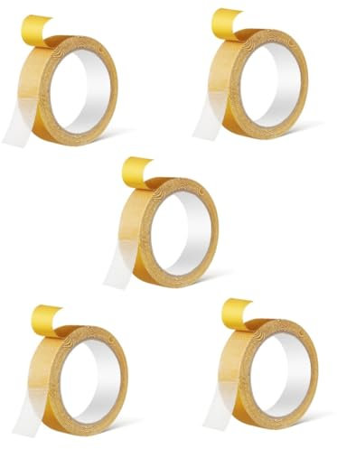 DOITOOL 5 Rouleaux Ruban Double Face Extra Fort Ruban Adhésif Tissu pour Moquette Rideaux et Réparations Design