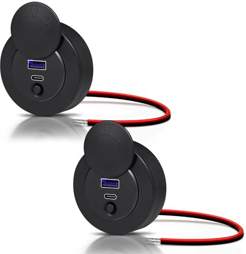 Obeaming Toma USB 12V Cargador Camper, Doble Puerto PD3.0 USB-C 20W y QC3.0 USB-A 18W Enchufe Carga Rápida, para Coche Autocaravana Barco Camión Caravana (38W*2)
