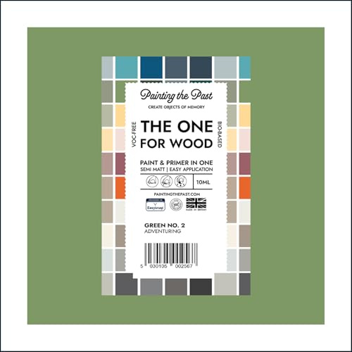 The One for Wood Paint & Primer 10ml (Sample) Green No. 2 Adventuring | Semi Matt Finish, Bio-Based & VOC-Free Formula for Wooden Furniture & Surfaces | Durable & Easy Indoor Home Decorating