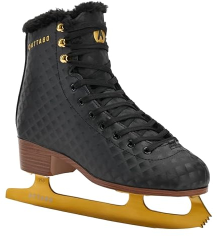 ATTABO Lukso Damen Kunstlauf-Schlittschuhe, schwarz – Edelstahlkufe, klassischer Stiefel, warme Innenfütterung, hohe Knöchelstütze, Schnürung für Training & Freizeit (40)