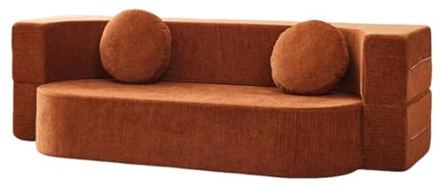 LZTET Modulares Ecksofa,Sofa Ohne StüTzbeine,Faltbares Schaumstoffbett In Wolkenform,Abnehmbare RüCkenlehne,Wandelbare Bodenliege FüR Wohn- Und Schlafzimmer,Keine Montage Erforderlich(200cm,Caramel)