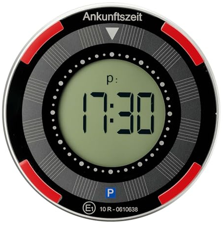Wiltec Elektronische Parkscheibe mit Solarpanel Rund – Digitale Parkuhr mit automatischer Zeitumschaltung und KBA-Zulassung