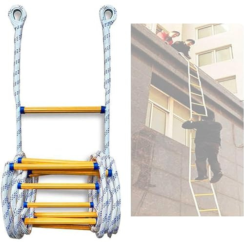 Escalera de Escape de Emergencia, Escalera de Cuerda de 10 metros/32,8 pies, Utilizada para la evacuación Segura en Altura, Escalera contra Incendios Ligera y portátil (3-50 Metros).