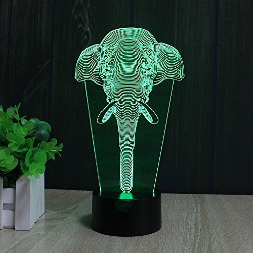 HPBN8 Ltd 3D Elefant Nase Lampe USB Power 7 Farben Amazing Optical Illusion 3D wachsen LED Lampe Formen Kinder Schlafzimmer Nacht Licht