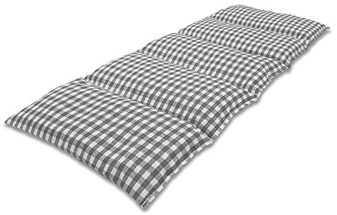 Formalind Natur Kirschkernkissen im Landhausstil 5-Kammer-Wärmesystem, hochwertiger Baumwollstoff, HandarbeitMade in Germany 20x50 cm, 800 Gramm Kirschkerne (grau kariert) …