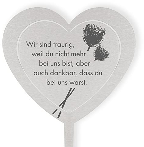 DOLORINO Grabstecker Herz 'Wir sind traurig', eine wetterfeste Erinnerung aus Edelstahl, eine schöne Grabdekoration, eine schöne Grabdekoration