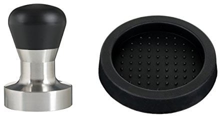 scarlet espresso | Tamper »Passion« für Barista; mit ergonomischem PVC- oder Edelholzgriff nach Wahl und Präzisions-Edelstahlbasis (Set 53 mm & Tamperablage)
