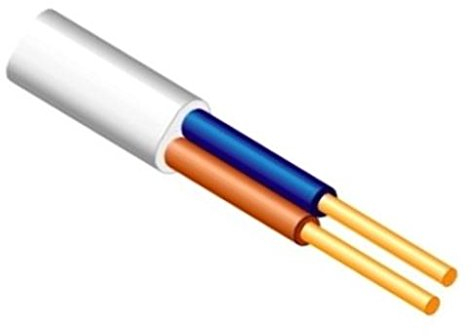 10m Flache Installationsleitung Kabel 2 x 2,5 mm YDYp flach weiß