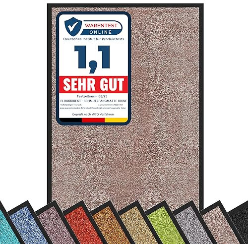casa pura Schmutzfangmatte Rhine, Fußmatte, Türmatte für Eingangsbereich, Fußabtreter, Türvorleger, Sauberlaufmatte (60x90 cm, Beige-Rosé)