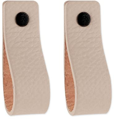 Brute Strength - Leather Handles for Furniture - Light Grey - 2 pcs - 16,5 x 2,5 cm - Cabinet Handle, Door Handle for Kitchen, Bathroom, cabinets, Dresser, Wood