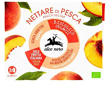 4 PEZZI DA ML200X3 NETTARE, SUCCO DI FRUTTA IN BRIK BIO ALCE NERO PESCA - PRODOTTO BIOLOGICO