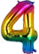 100CM Riesen Regenbogen Zahl 4 Folien Luftballons Number Mylar Helium Zahlenballon Hochzeit Geschenk-Deko Einhorn Geburtstag Party Dekoration für Mädchen Junge XXL