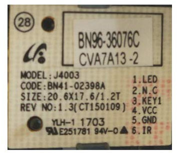 Boton de Encendido y Sensor IR TV Samsung UE32J5200AWXXH BN96-36076C