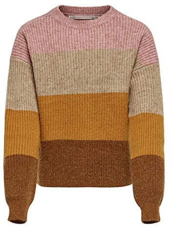 ONLY Mädchen Kogsandy L/S Stripe Pullover KNT Noos Dusty Rose/Stripes:Pumice Stone Mel/Pumpkin Spice Mel/Tortoise Shell 122-128