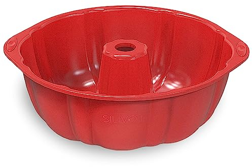 SILIVO Gugelhupfform Silikon 23 cm, Silikon Backform Gugelhupf, Antihaft Silikon Gugelhupfform Groß, Silikon Kuchenform Rund für Gugelhupf