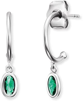 Engelsrufer Damen Creole aus Sterling Silber - besetzt mit 2 grünen Zirkonia Steinen - Steckverschluss - nickelfrei - 18mm