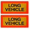 'Long Vehicle' Schild auf Aluminium | gelb und rot-orange | zwei Größen (1265mm x 225mm bzw 2x 525mm x 250mm) | Reflexionsklasse RA1/A | Heckwarntafel für LKW in Premium-Qualität (2x 525mm x 250mm)