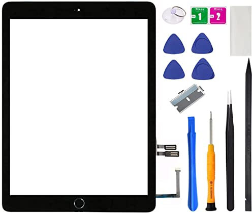 Touchscreen-Digitizer für iPad 6. Generation, nur für iPad 2018 (A1893 A1954), Glas-Montage-Ersatz mit Home-Taste (keine Touch-ID), Reparatur-Werkzeug-Set (schwarz)