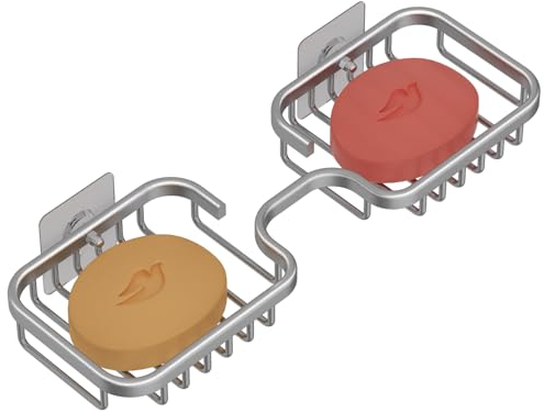 Dancrul Bathroom Soap Dishes, Bar Soap Holder for Shower Wall, Rust Proof Metal Self Draining Soap Tray, Wall Mounted Soap Dish for Shower, Shower Soap Bar Holder, Matter Silver