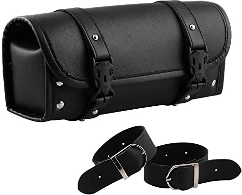 OUCONGK Motorrad Satteltasche, Satteltasche, Motorräder Leder Satteltasche, wasserdichte Motorradtasche, Leder Wasserdicht Werkzeugtaschen, für Motorräder und Fahrräder Lagern (Schwarz)