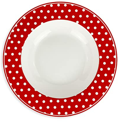 Nada Home Servizio di piatti fondo Isabelle Rose a pois Shabby chic in porcellana 6pz 5102