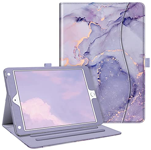 Fintie Case for iPad 6th / 5th Generation (2018 2017 Model, 9.7 Inch), iPad Air 2 / Air 1 (9.7 Inch) - [Corner Protection] Multi-Angle Viewing Stand Cover with Pocket, Lilac Marble