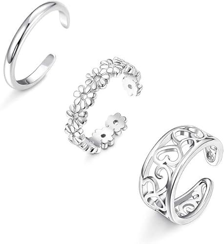 LOKILOKI 3 Stück Zehenringe Für Frauen Männer Offenes Blumenband Einfacher Zehenring Schwanz Fuß Sommerschmuck Einstellbar