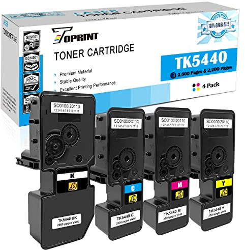TOPRINT 4 Farben Kompatible Tonerkartuschen TK5440 TK-5440 TK 5440 2600 Seiten für Schwarz & 2200 Seiten für CMY für Kyocera ECOSYS MA2100 MA2100cwfx MA2100cfx PA2100 PA2100cx PA2100cwx Drucker