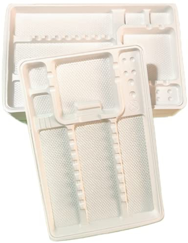 Vassoi Monouso bianco da 100 pezzi, vassoi usa e getta per dentista, tattoo, trucchi, monouso porta strumenti (100 pz, Bianco, Zigrinati) MEDIBASE