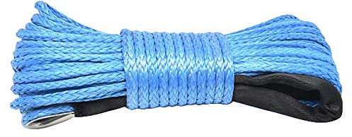 Rfeeuubft 7700Lbs Elektrische Seilwinde, Nylonseil, hochfest, 6 mm x 15 m, Gurt für Anhänger, Anhänger
