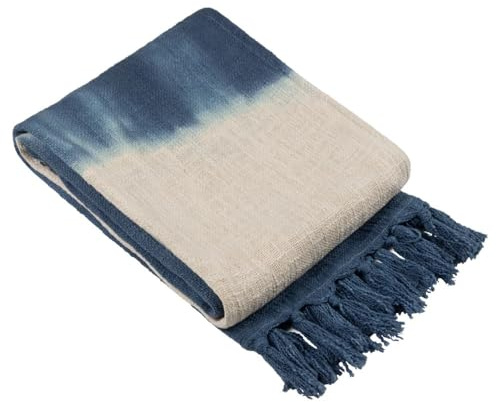 furn. Mizu Dip Dye Fringed Throw, Ink, 130 x 170cm