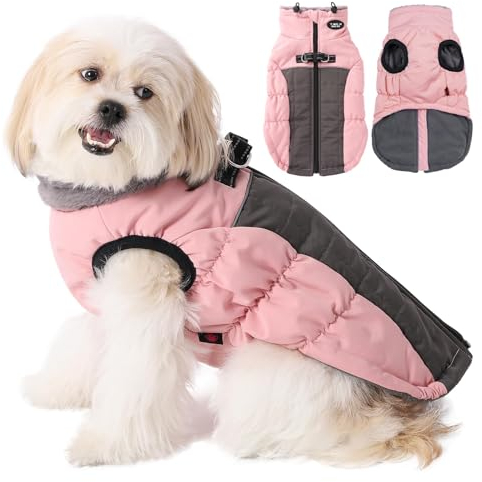 Savlot Wasserdicht Hundemantel Kaltes Wetter Winter Warme Jacke für Kleine Mittlere Große Hunde Hundepullover mit Fleece Gefütterte Reflektierend Welpen Winterweste Haustierbekleidung
