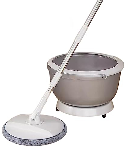 Spin Mop and Bucket Set with Wheels | Flat Mop and Bucket with Wringer Set | Microfiber Mop Pads and Bucket for Floor Cleaning, Hardwood, Wood, Laminate, Tile