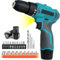 Cordless Drills,12V Power Impact Driver, Combi Drill Kit with 2X 3000mAh Li-Ion Battery, Electric Screwdriver, 25+1 Torque, 10mm Collet, Double Speed, Led Light, 17 Pieces Accessory Set