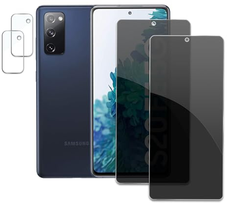 2 Stück Sichtschutz für Samsung Galaxy S20 FE mit 2 Stück Kameraschutz, Anti-Spähen Privatsphäre Schutzfolie,Anti-Spy Panzer Schutz Glas Folie, HD Blickschutzfolie, 9H Härte, Anti-Kratzer