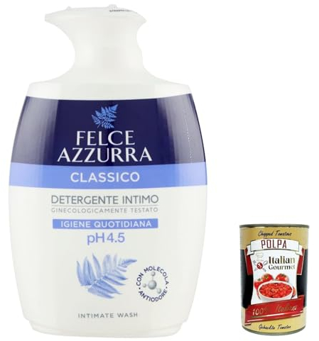 6x Felce Azzurra - Klassisches Intimo-Reinigungsmittel - pH-Wert 4,5 tägliche Hygiene - 250 ml + Italian Gourmet polpa 400g