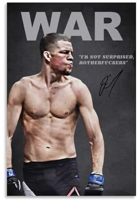 Signiertes Poster, Motiv: Boxing Star Nate Diaz The War, dekoratives Gemälde, Leinwand, Wandkunst, Wohnzimmer, ästhetische Poster für Jungen, Schlafzimmer, Jugendzimmer, ungerahmt, 30 x 45 cm