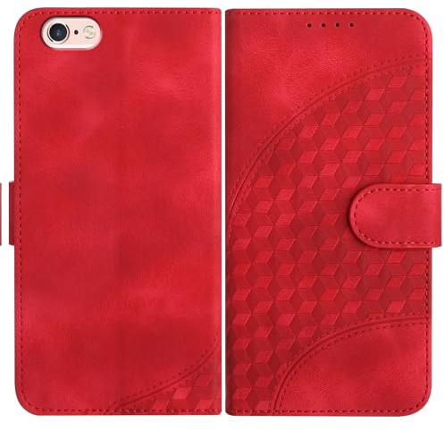 JayModCase Handyhülle für iPhone 6S Plus/iPhone 6 Plus (5,5 Zoll), mit [Kartenfach] [Standfunktion] [Magnetic] PU Leder Etui Folio Klapphülle Rot