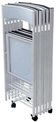 Set di 6 Sedie Pieghevoli con Carrello Assortiti in Acciaio - Bianco, Grigio e Nero